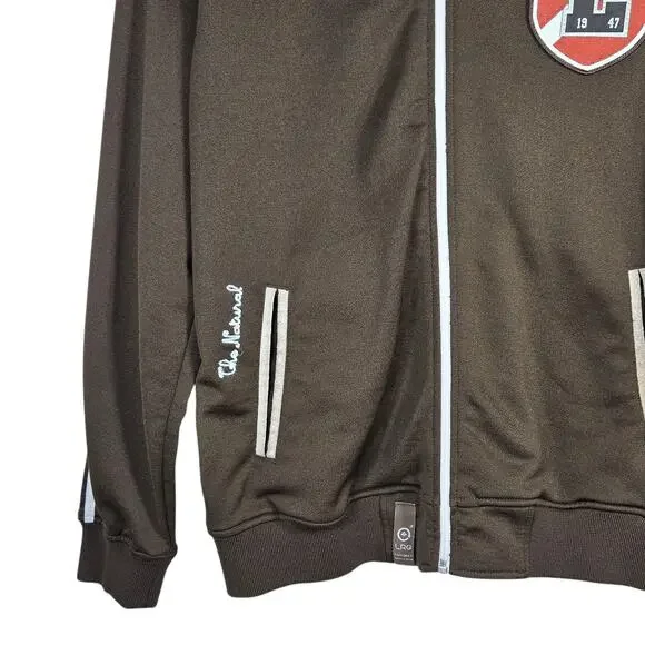 LRG Killa Cambridge Track Jacket Mens Medium Brown Suede Elbow Patches Varsity - Picture 5 of 12